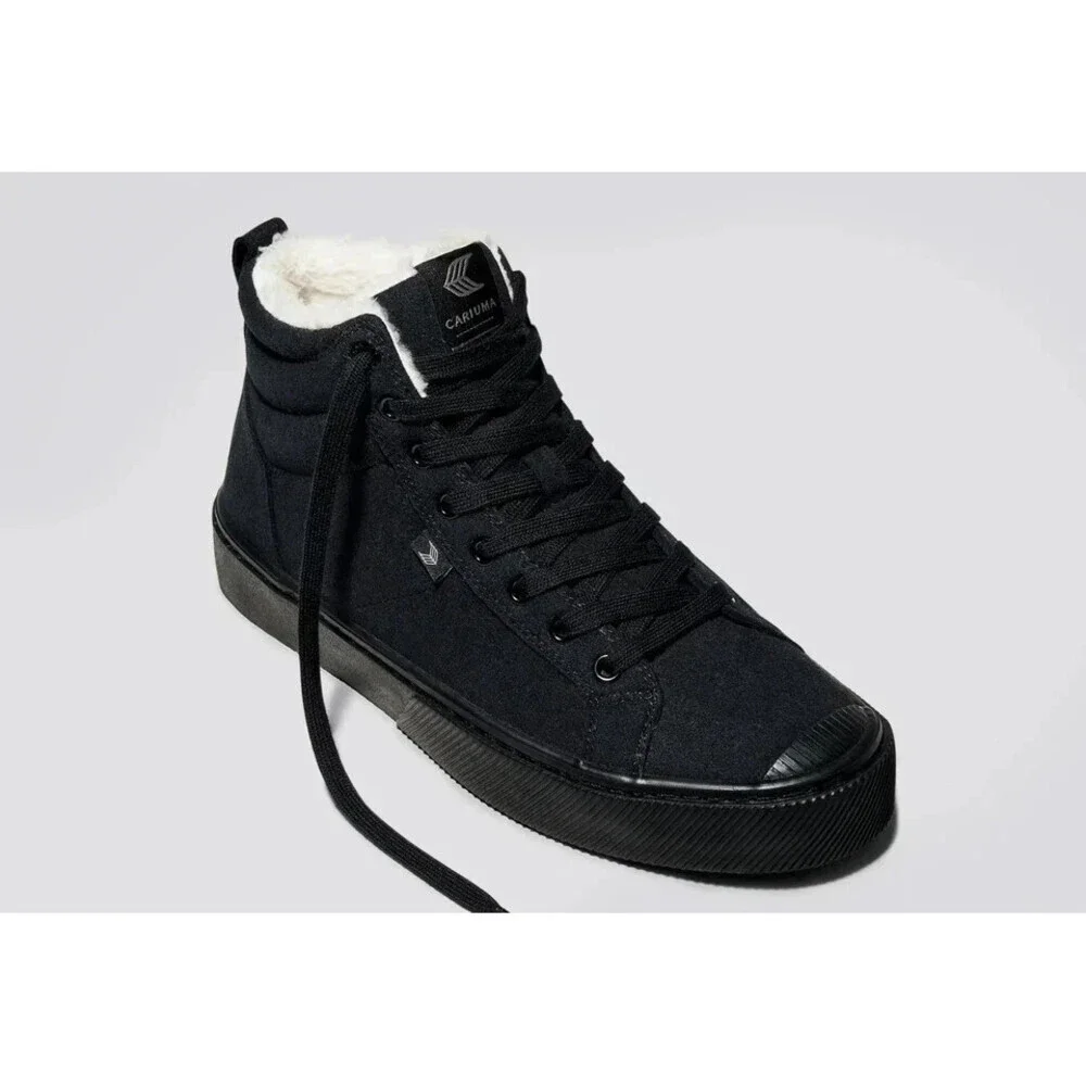 Cariuma OCA Therma High Sneakers Women's 8.5 Black Suede Shearling Shoes GAL821